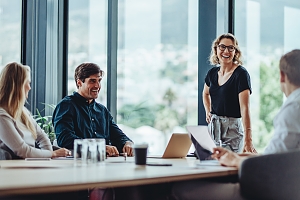 group of employees meeting together